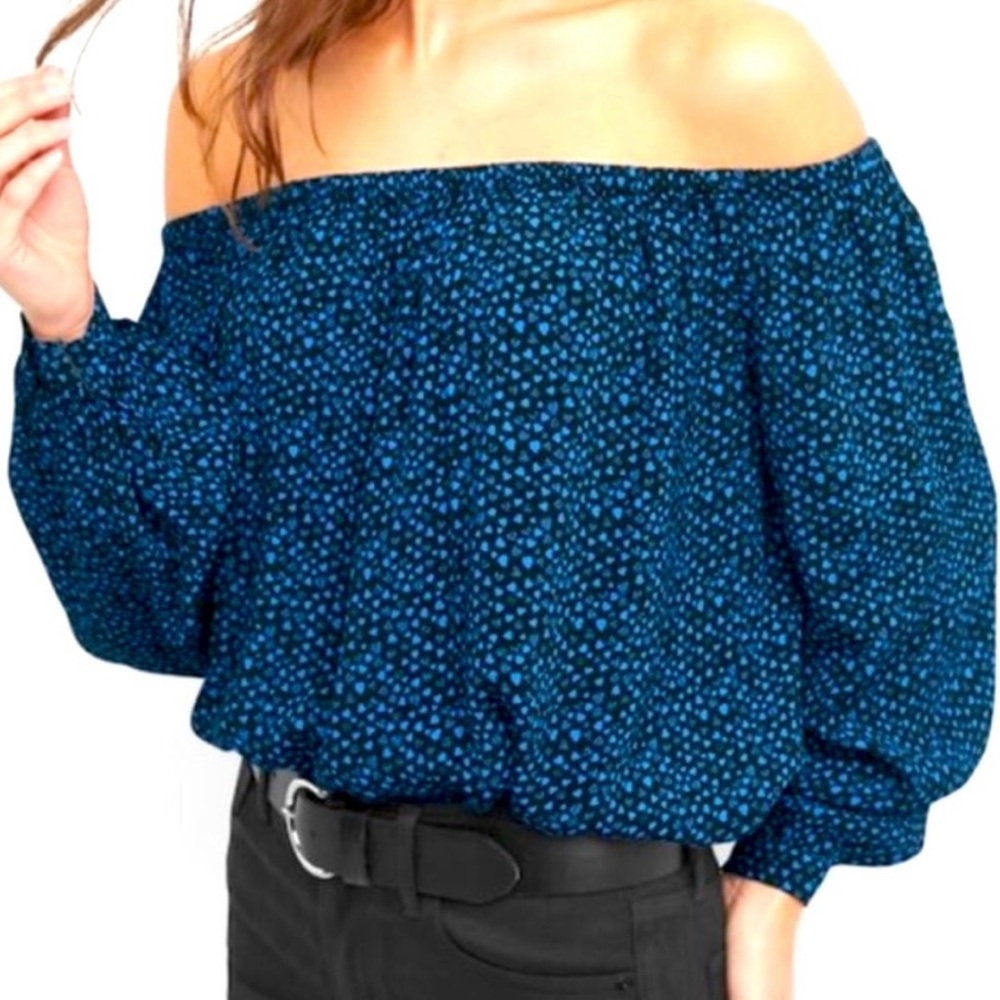 GAP | Blue Heart Print Long Sleeve Top
